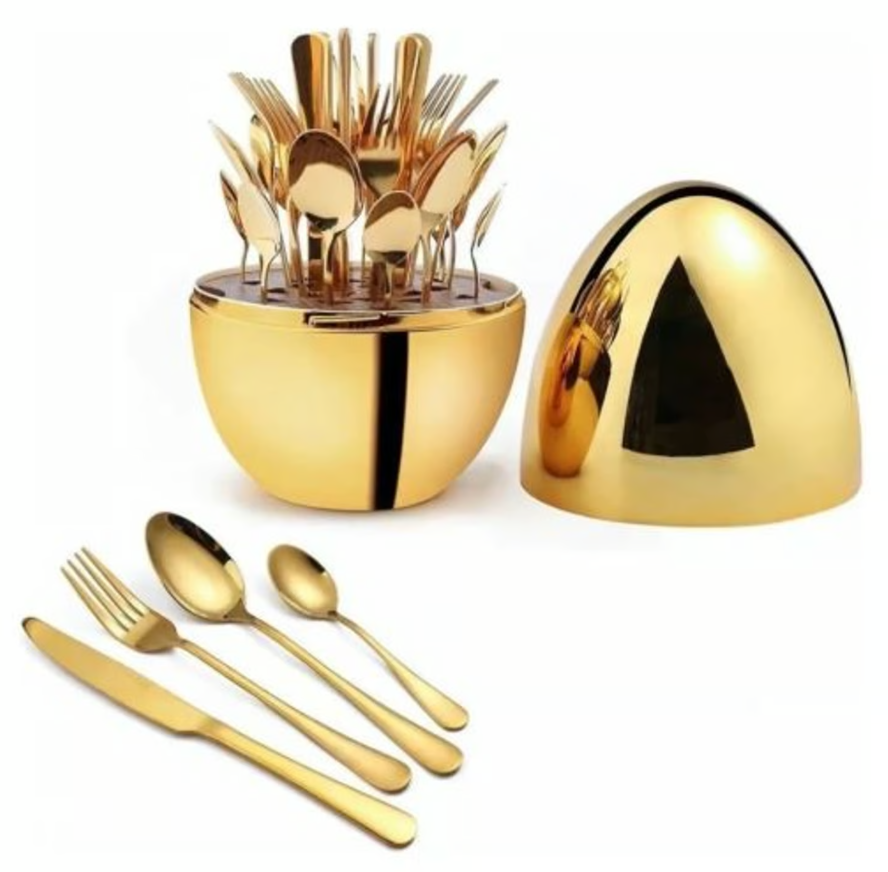SET DE CUBIERTOS DE 24 PIEZAS CON ESTUCHE HUEVO