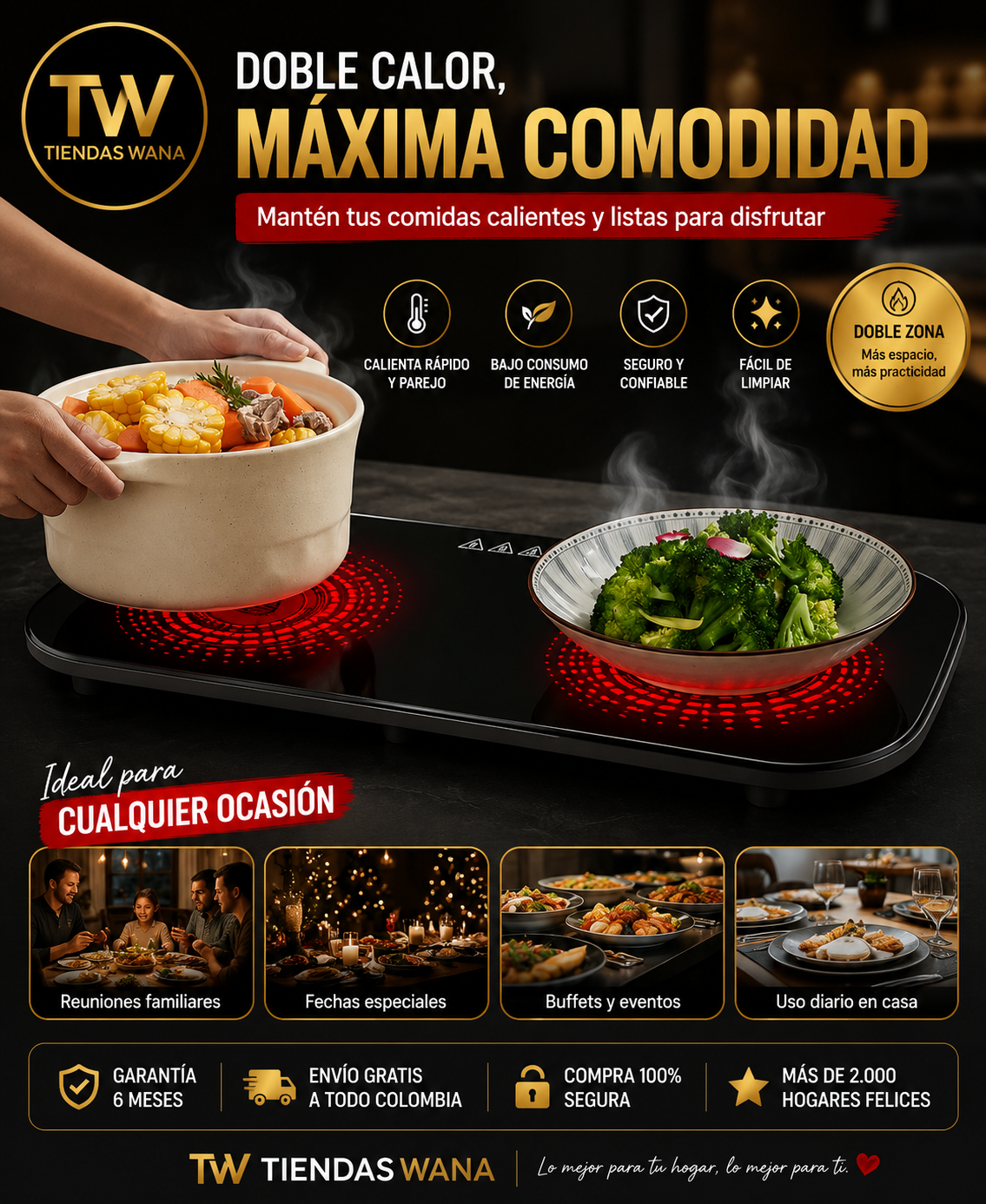 Estufa digital de 2 puestos