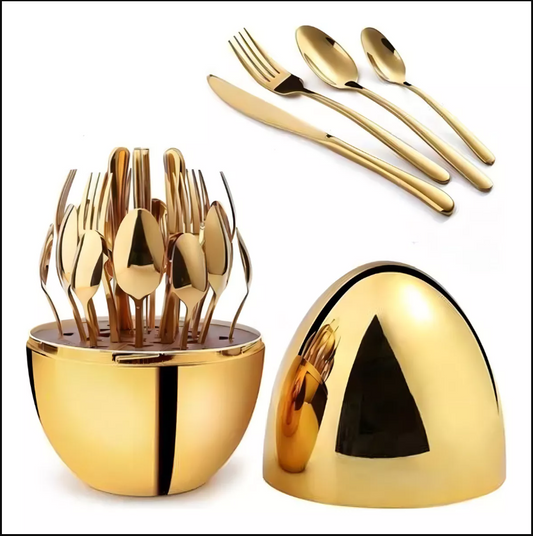 SET DE CUBIERTOS DE 24 PIEZAS CON ESTUCHE HUEVO