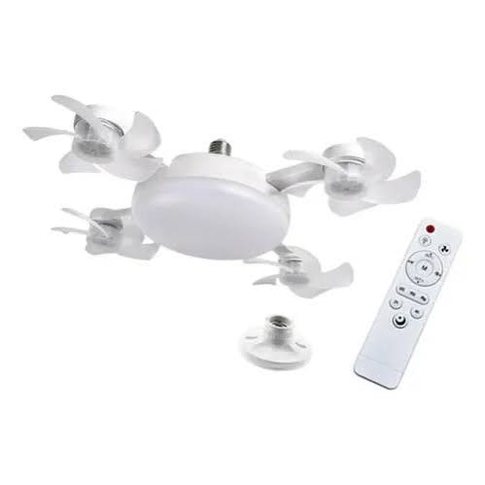 Lámpara ventilador de techo 4 aspas E27 con control