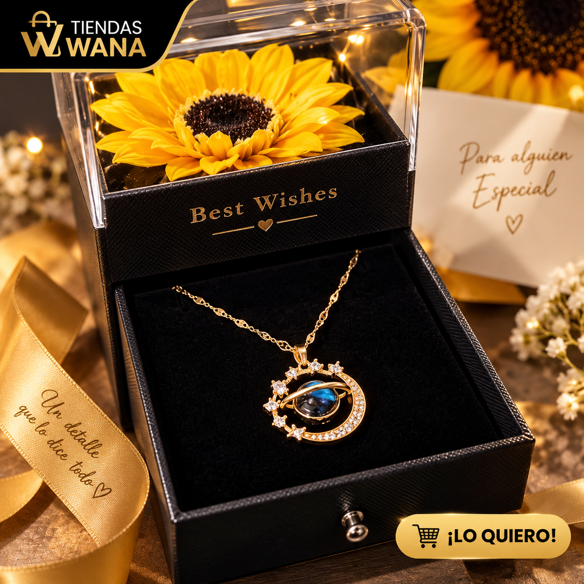 Collar Saturno Caja Girasol