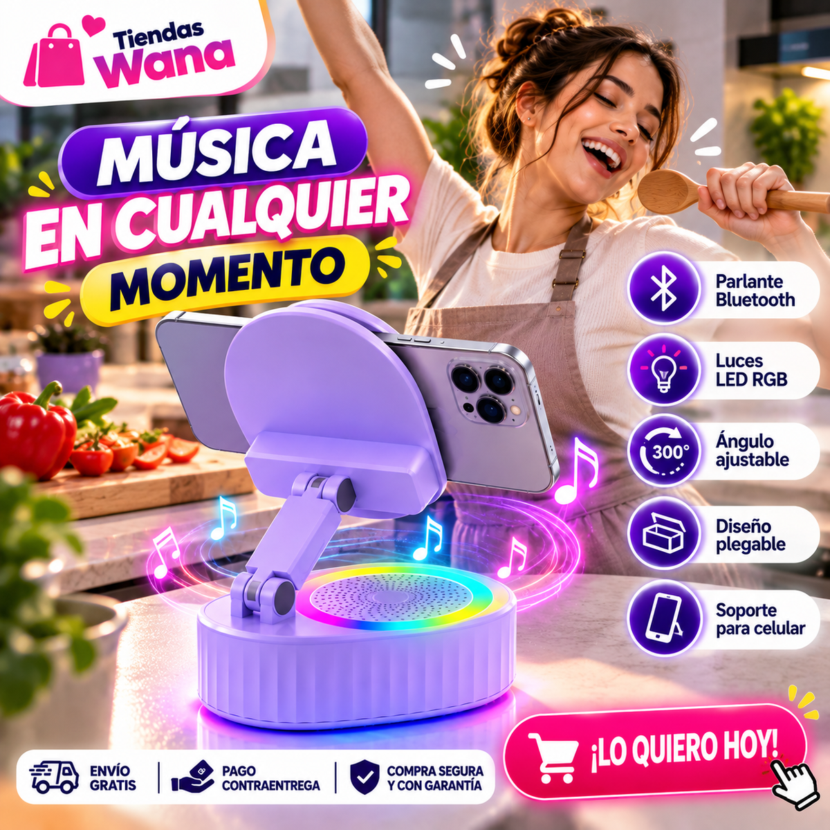 Soporte Parlante Bluetooth Plegable Cel