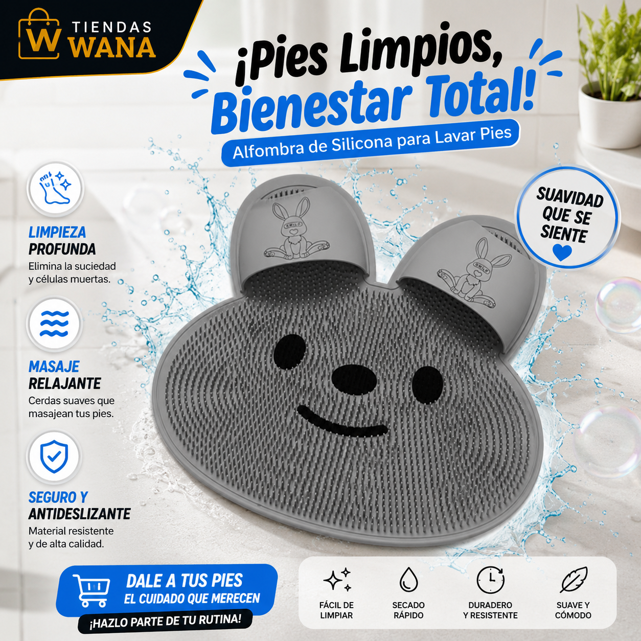 Tapete De Lavado De Pies Ducha
