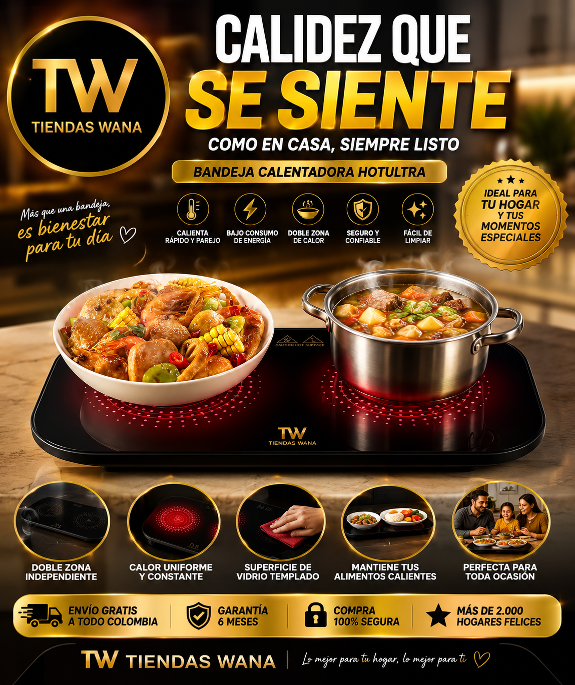 Estufa digital de 2 puestos