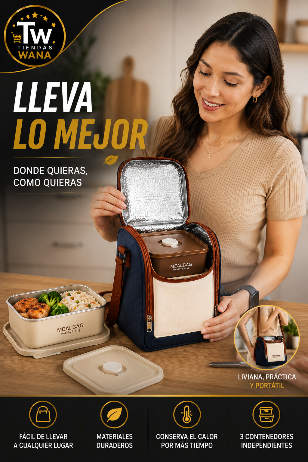 LONCHERA TERMICA DE 3 COMPARTIMENTOS