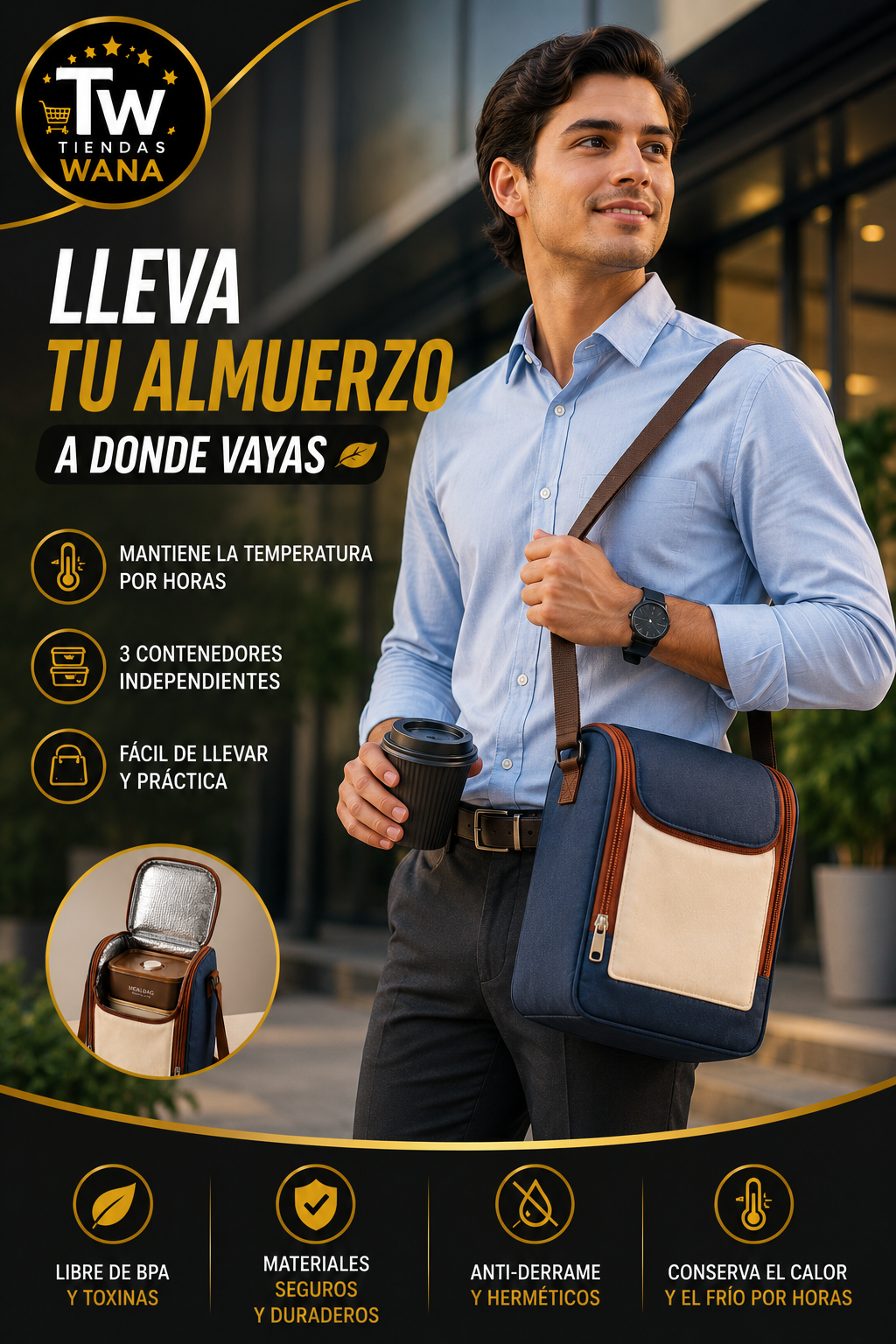 LONCHERA TERMICA DE 3 COMPARTIMENTOS