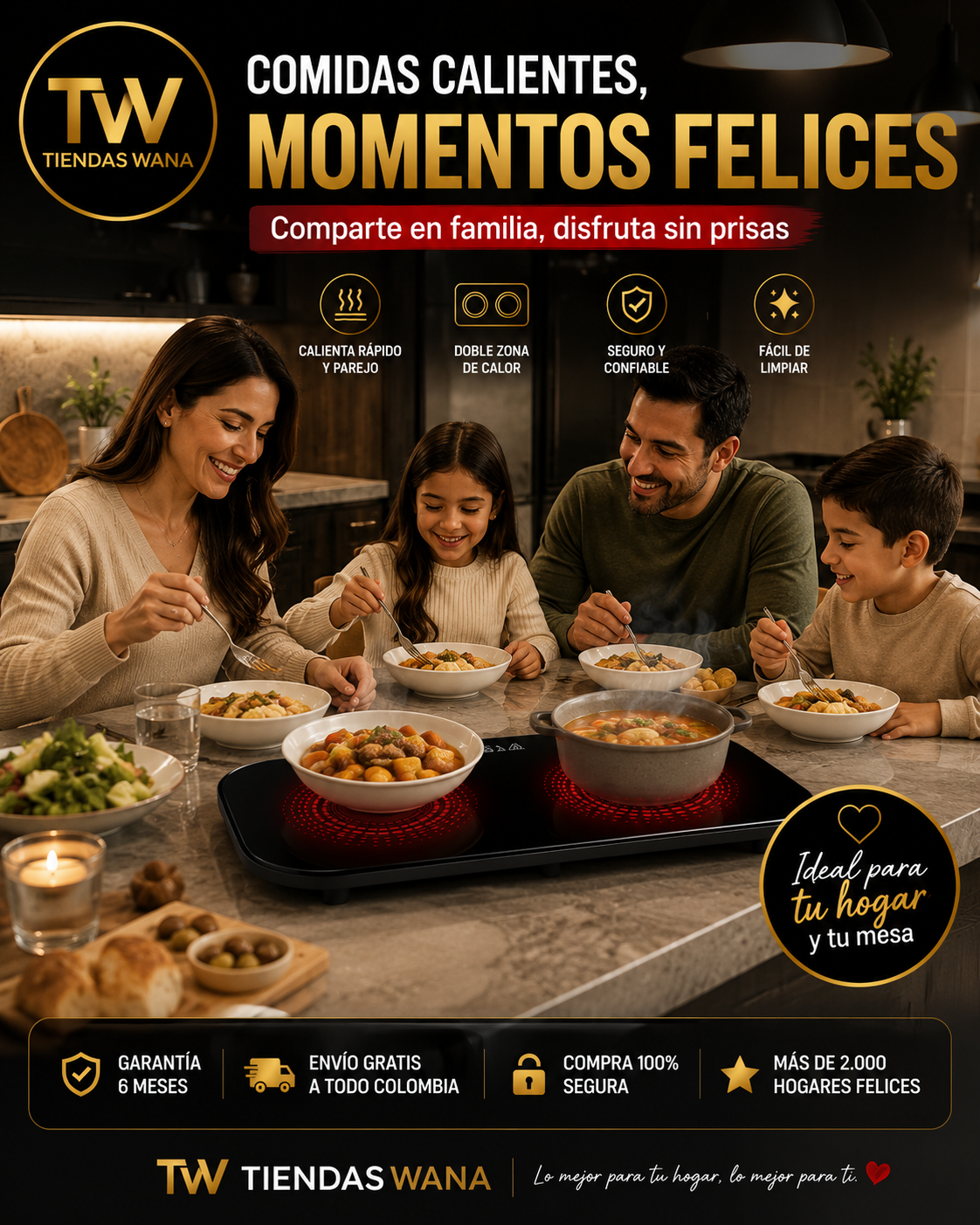 Estufa digital de 2 puestos