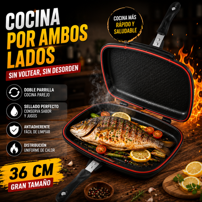 Sarten Doble Parrilla 36 Cm
