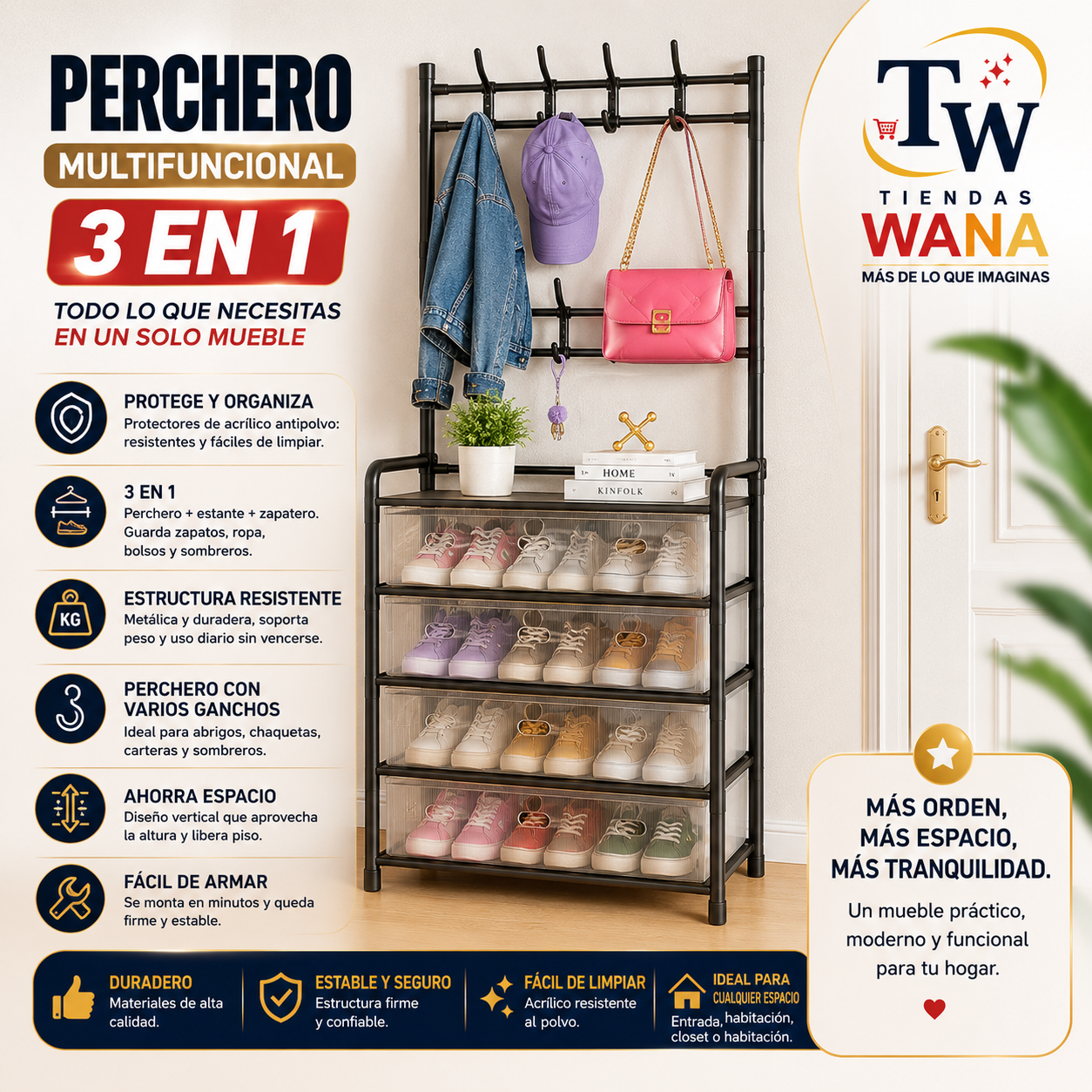 Zapatero Perchero Acrílico