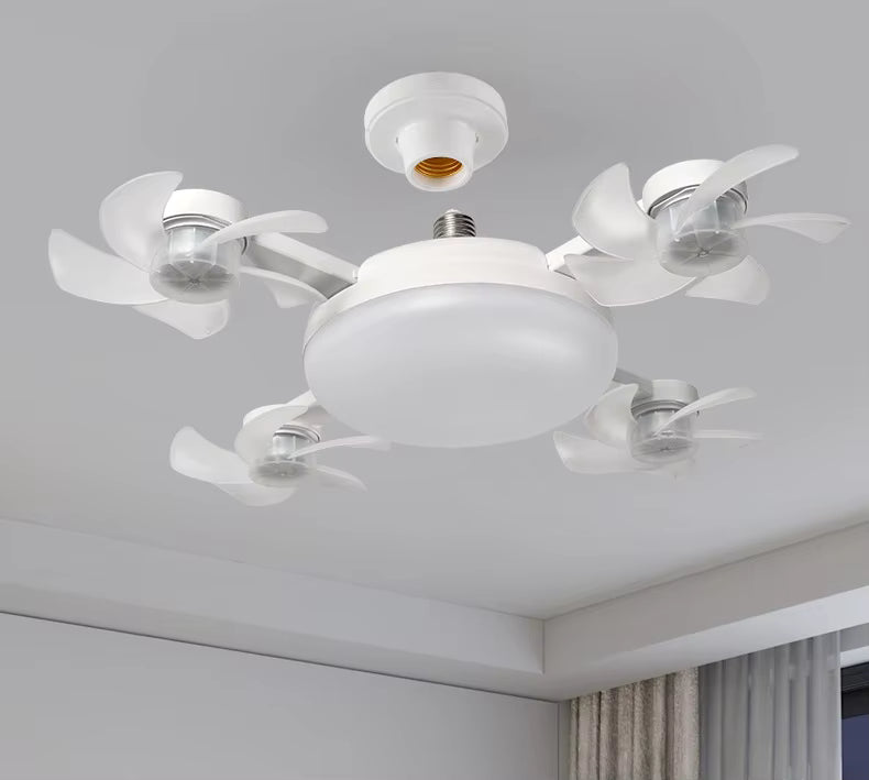 LÁMPARA VENTILADOR 4 ASPAS 💡🌀 luz y fresco en un solo bombillo, con control
