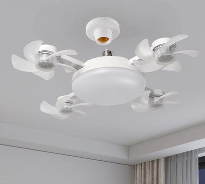 LÁMPARA VENTILADOR 4 ASPAS 💡🌀 luz y fresco en un solo bombillo, con control