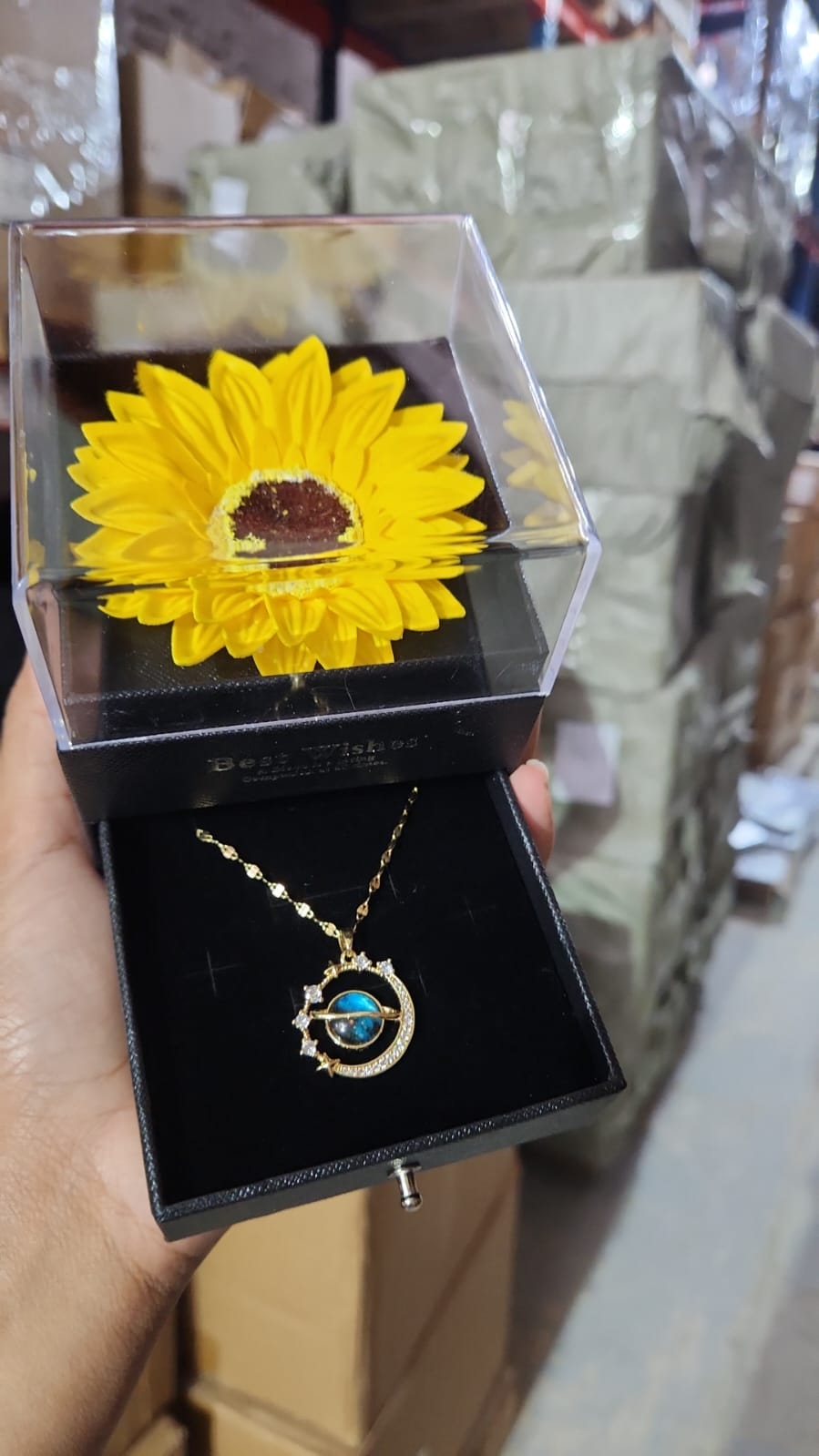 Collar Saturno Caja Girasol